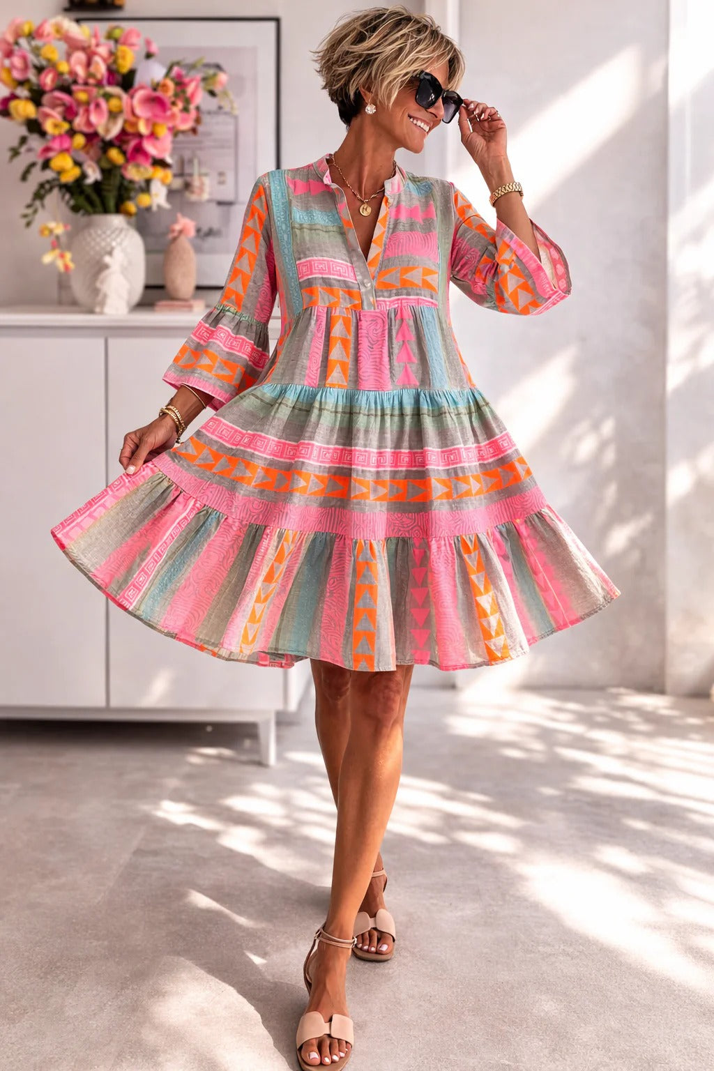 Lucy | Vestido Midi Fluido con Patrón