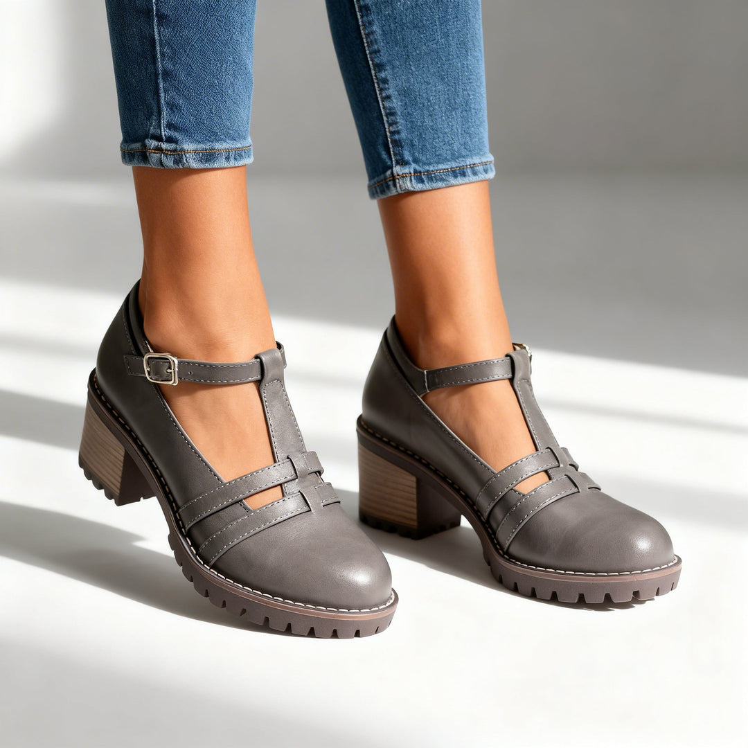 Romilly | Mocasín de Tacón Bloque con Correa T para Mujer
